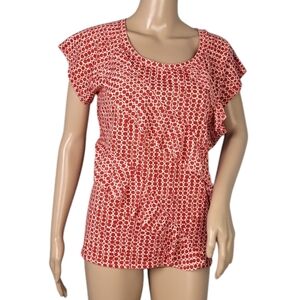 Bass Red White Dots Ruffle Blouse